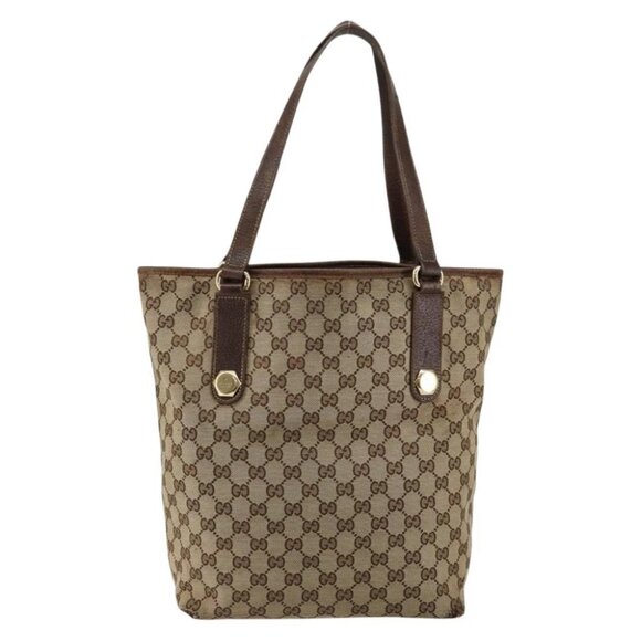 GUCCI GG Canvas Tote Bag Beige Gold - Picture 1 of 15